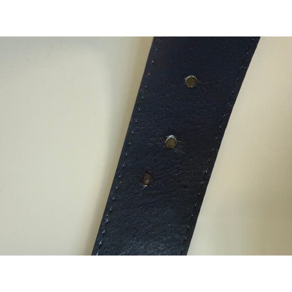 tory burch women classic monogram logo dark blue belt 1.5 Width 46/115 L / XL - Picture 11 of 13